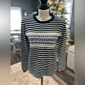 Y2K Vintage J CREW Snowflake Wool Sweater Fair Isle Ski Nordic Holiday Women M